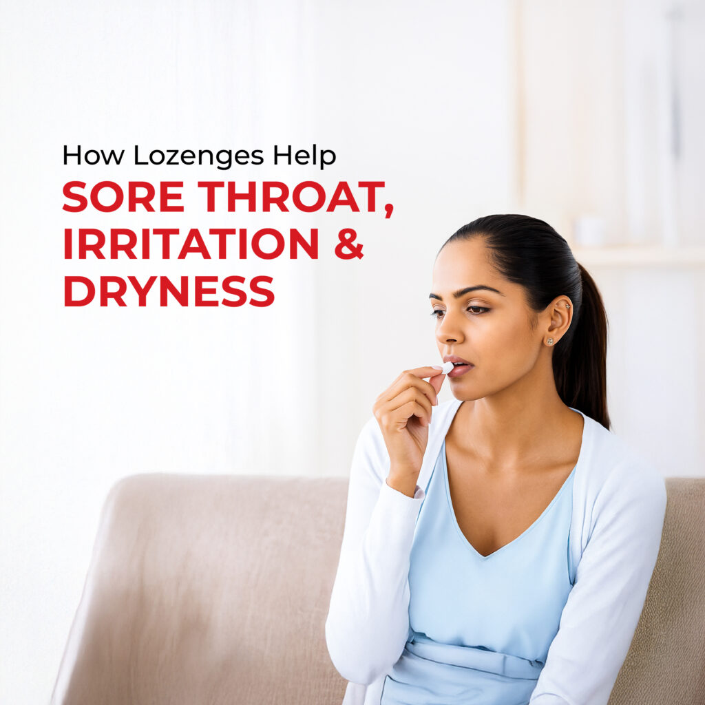 sore threat, irritation and dryness